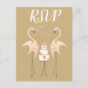 Flamingo Wedding RSVP Vorderseite Postkartenporträ Postkarte