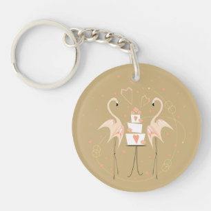 Flamingo Wedding Save the Date Date Acryl Runde Schlüsselanhänger