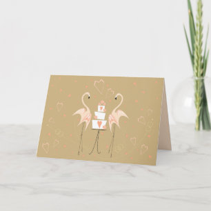 Flamingo Wedding Text peach in der Landschaft Karte