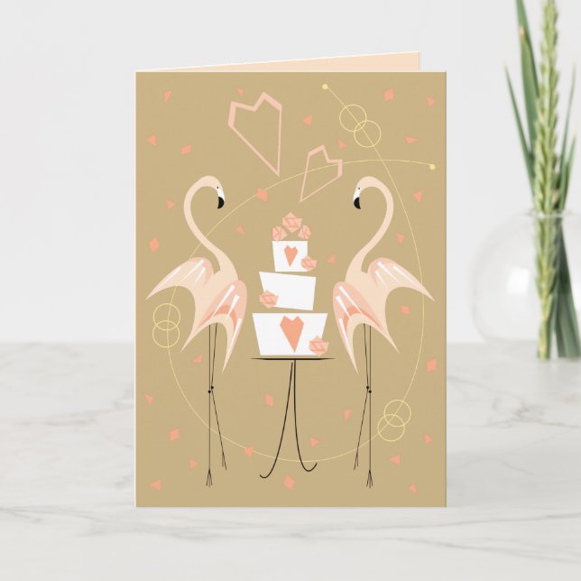 Flamingo Wedding Text peach inside Karte (Vorderseite)