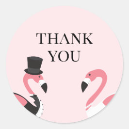 Flamingo Wedding Thank You Runder Aufkleber