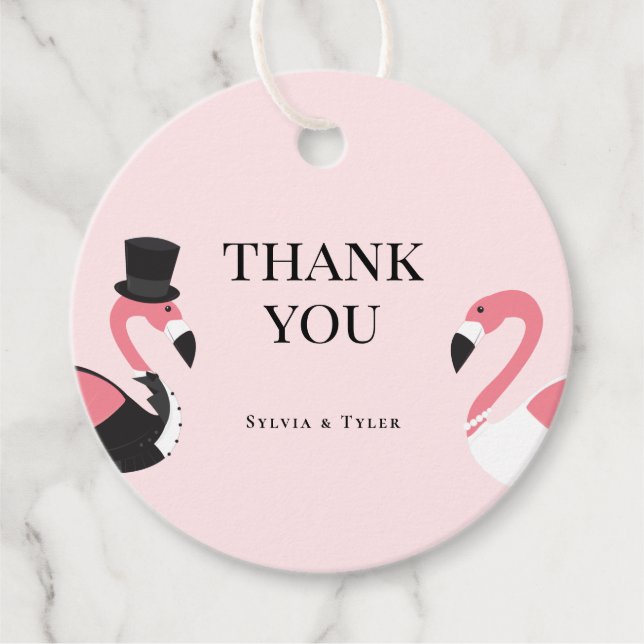 Flamingo Wedding Vielen Dank Geschenkanhänger (Vorderseite)