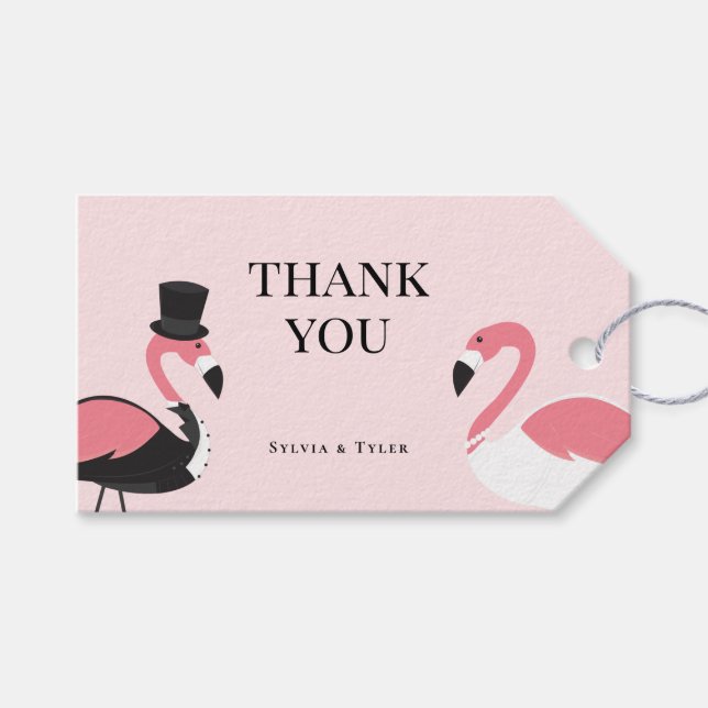 Flamingo Wedding Vielen Dank Geschenkanhänger (Vorderseite (Horizontal))