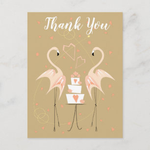 Flamingo Wedding Vielen Dank Postkartenporträt Postkarte
