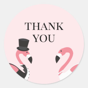 Flamingo Wedding Vielen Dank Runder Aufkleber