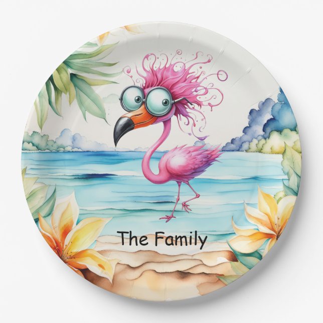 Flamingo Weihnachten im Juli am Strand Paper Plat Pappteller (Vorderseite)