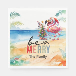 Flamingo Weihnachten im Juli am Strand Serviette
