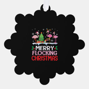 Flamingo Weihnachten tanzt auf dem Schnee Merrick Ornament Karte