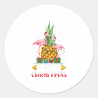 Flamingo Weihnachtsbaum Ananas Xmas Runder Aufkleber