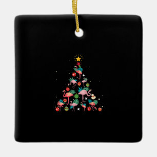 Flamingo-Weihnachtsbaum Keramikornament