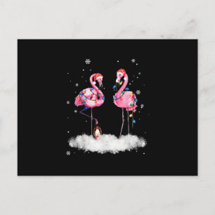 Flamingo-Weihnachtsbaum-Santa-Hut-Licht Feiertagspostkarte