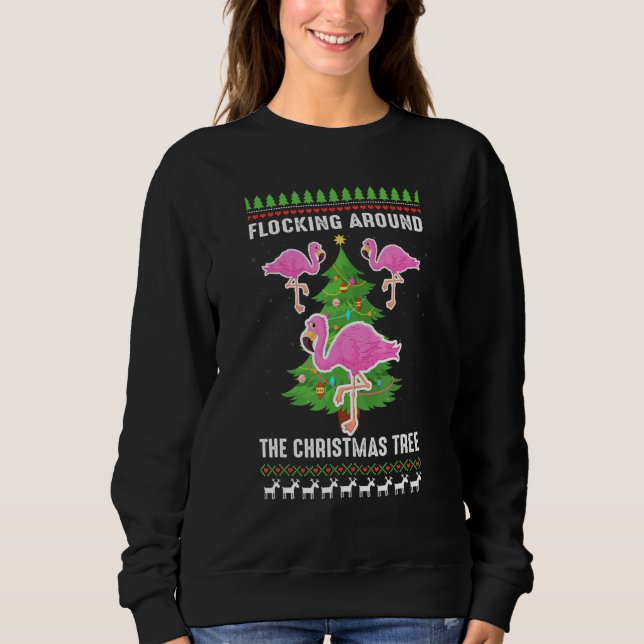 Flamingo-Weihnachtsbaum Sweatshirt (Vorderseite)