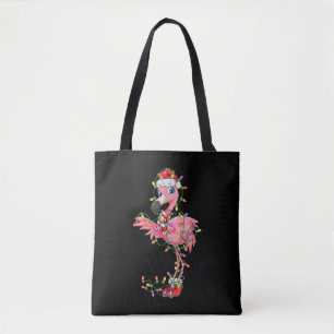 Flamingo Weihnachtsgeschenk Xmas Lights Santa Pink Tasche