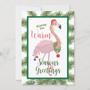 Flamingo Weihnachtsgrüße Flache Weihnachtskarte Einladung