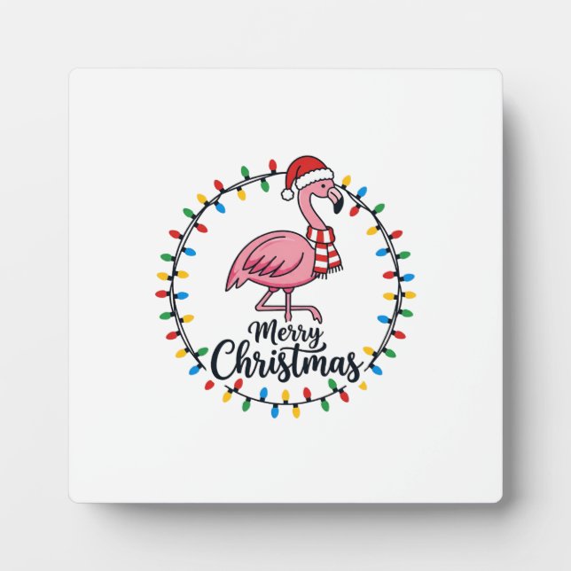 Flamingo Weihnachtslichter Urlaub Fotoplatte (Vorderseite)