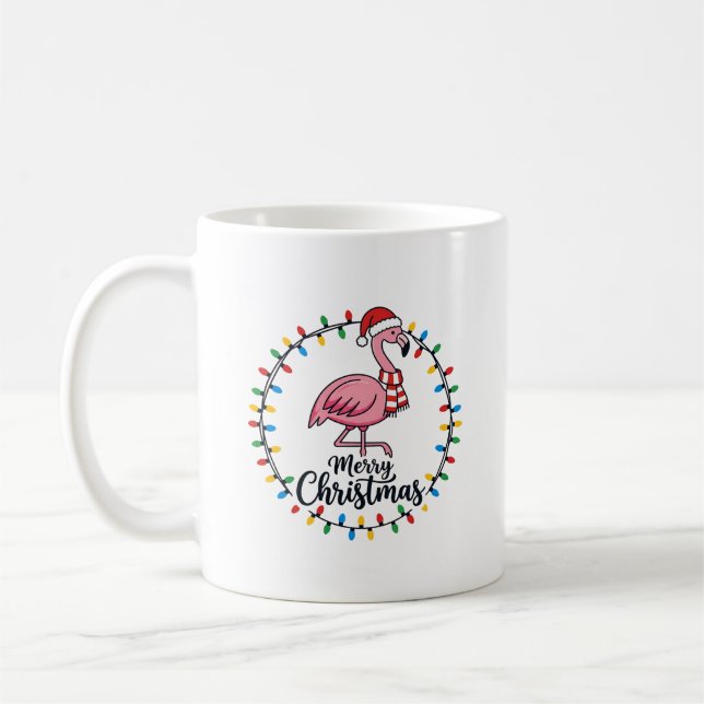 Flamingo Weihnachtslichter Urlaub Kaffeetasse (Links)