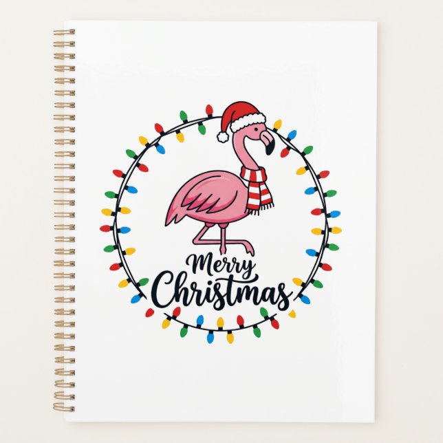 Flamingo Weihnachtslichter Urlaub Planer (Vorderseite)