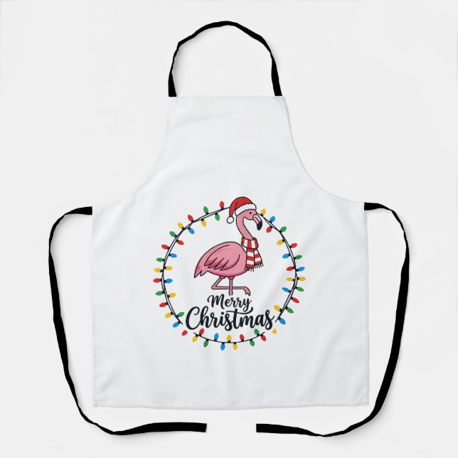 Flamingo Weihnachtslichter Urlaub Schürze (Vorderseite)