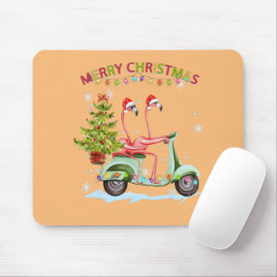 Flamingo Weihnachtsmann Hut Weihnachtslicht Motorr Mousepad