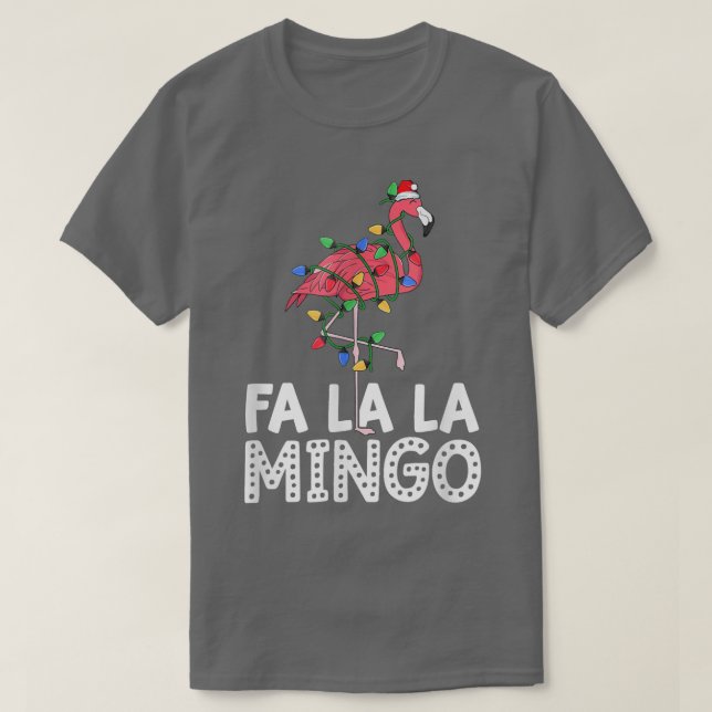 Flamingo Weihnachtsmannmütze Weihnachtsbaum Lichte T-Shirt (Design vorne)