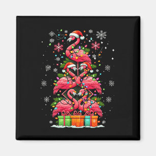 Flamingo Weihnachtsmannmütze Xmas Lights Weihnacht Magnet