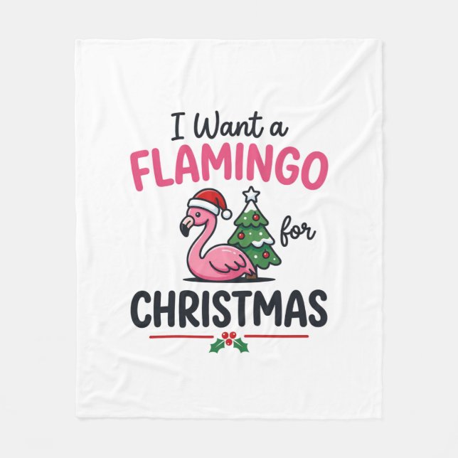 Flamingo Weihnachtszitat Vektor Fleecedecke (Vorderseite)