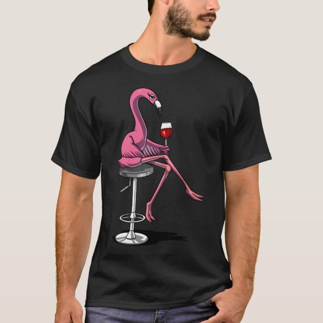 Flamingo-Weinparty T-Shirt (Vorderseite)