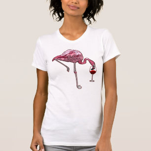 Flamingo Weintrinkender Vogel T-Shirt