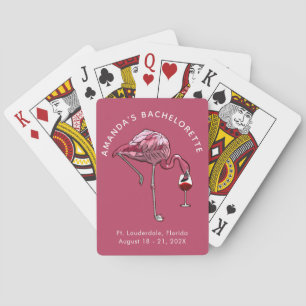 Flamingo-Weintrinkerin für individuelle Junggesell Spielkarten