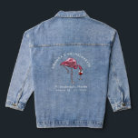 Flamingo Wine Drinker Custom Junggeselinnen-Abschi Jeansjacke<br><div class="desc">Niedlicher personalisierter Flamingo-Gag-Junggeselinnen-Abschied passend zum Dämonenjacke. Fügen Sie Ihren Namen oder Ihre Nachricht hinzu,  indem Sie auf "Personalisieren" klicken.</div>