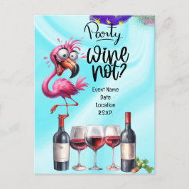 Flamingo Wine Lover Geburtstagsparty Postkarte