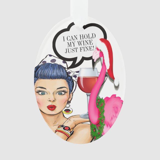 Flamingo Wine Pop Ornament (Vorderseite)