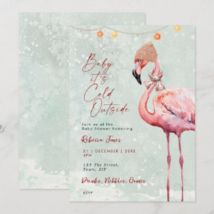 Flamingo Winter Baby Dusche Einladung