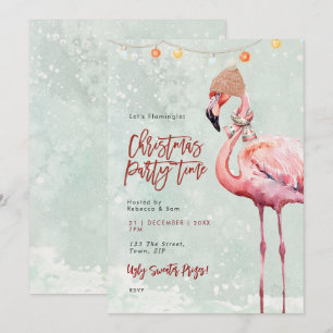 Flamingo Winter Weihnachten Party Einladung