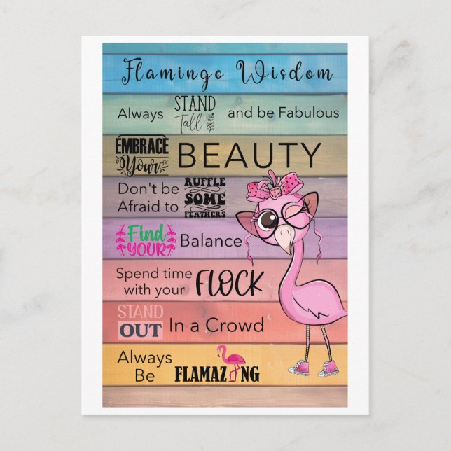 FLAMINGO WISDOM Postkarte (Vorderseite)