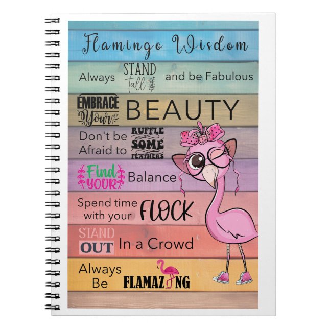 FLAMINGO WISDOM Spiral Notebook Notizblock (Vorderseite)