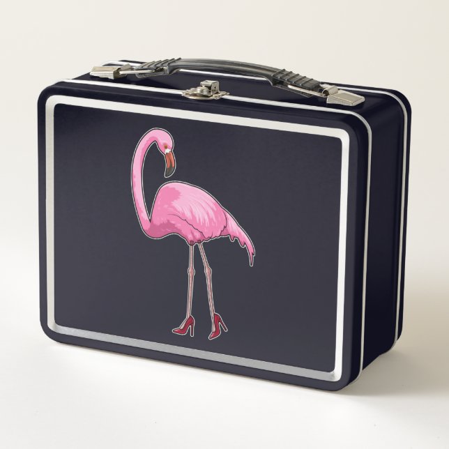 Flamingo with High heels Metall Brotdose (Vorderseite)