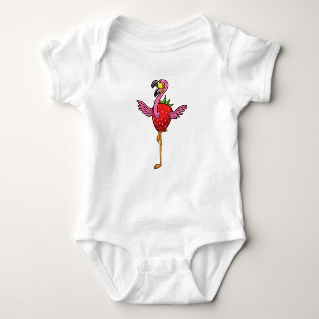 Flamingo with Strawberry Baby Strampler (Vorderseite)