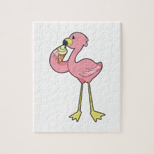 Flamingo with Waffle ice cream