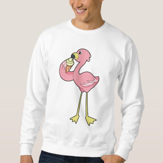 Flamingo with Waffle ice cream Sweatshirt (Vorderseite)