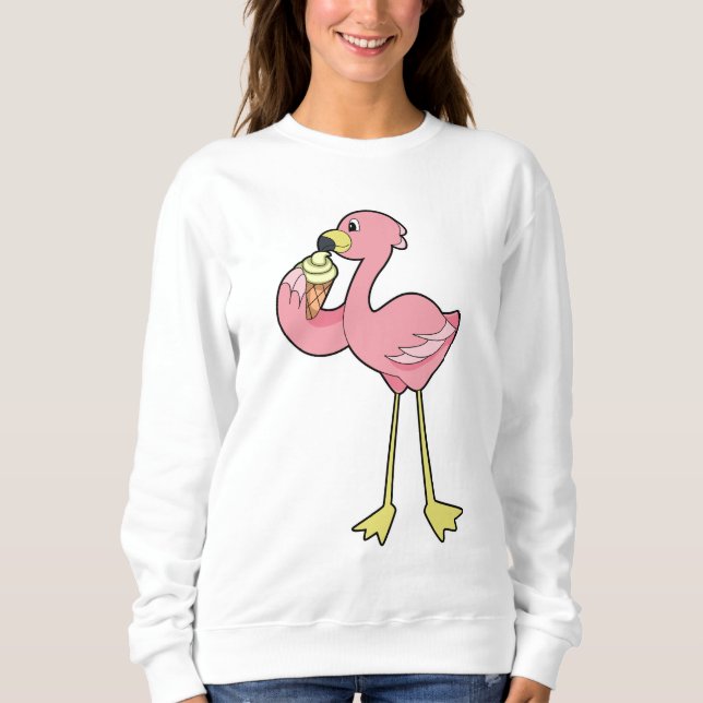 Flamingo with Waffle ice cream Sweatshirt (Vorderseite)