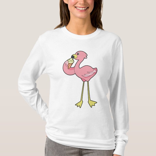 Flamingo with Waffle ice cream T-Shirt (Vorderseite)