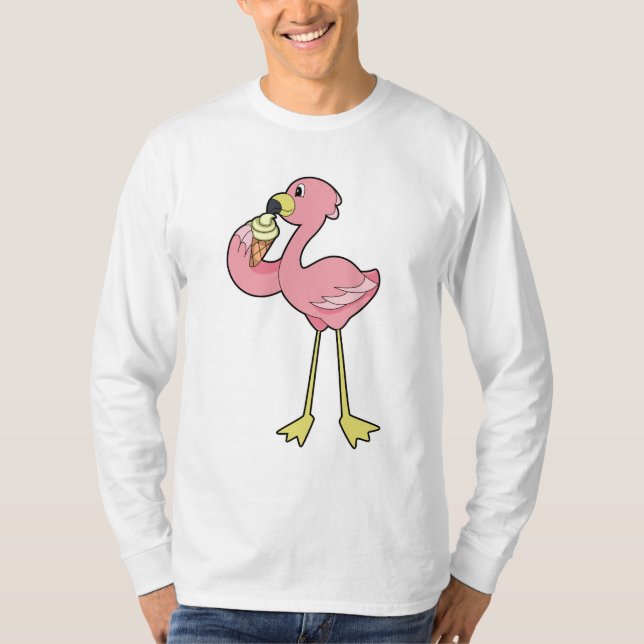 Flamingo with Waffle ice cream T-Shirt (Vorderseite)