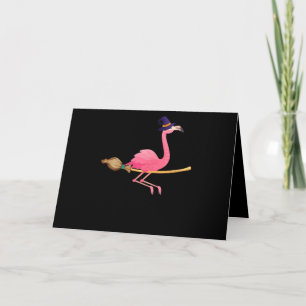 Flamingo Womens Funny Flamingo Witch Halloween Karte