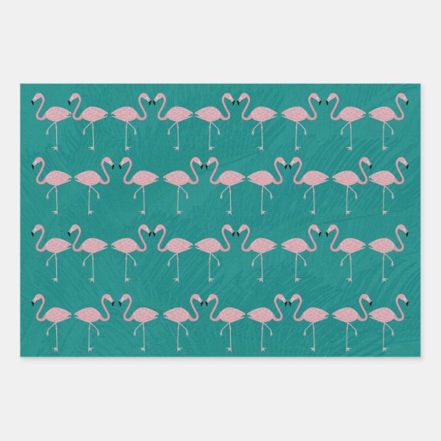 Flamingo Wrapping Paper Sheets Geschenkpapier Set (Vorderseite)