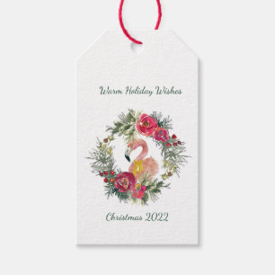 Flamingo Wreath Warm Holiday Wünsche Custom Geschenkanhänger