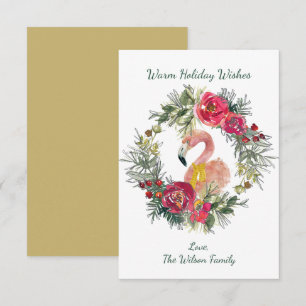 Flamingo Wreath Warm Holiday wünscht benutzerdefin Mitteilungskarte