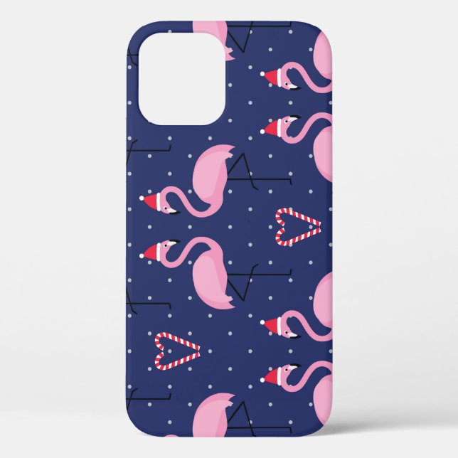 Flamingo Xmas Hat Candy Pattern Case-Mate iPhone Hülle (Rückseite)