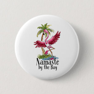 Flamingo Yoga Namaste Bei Den Y Palmen Strand Vi Button