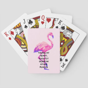 Flamingo Young at Heart Funny Sprichwort Zitat Spielkarten